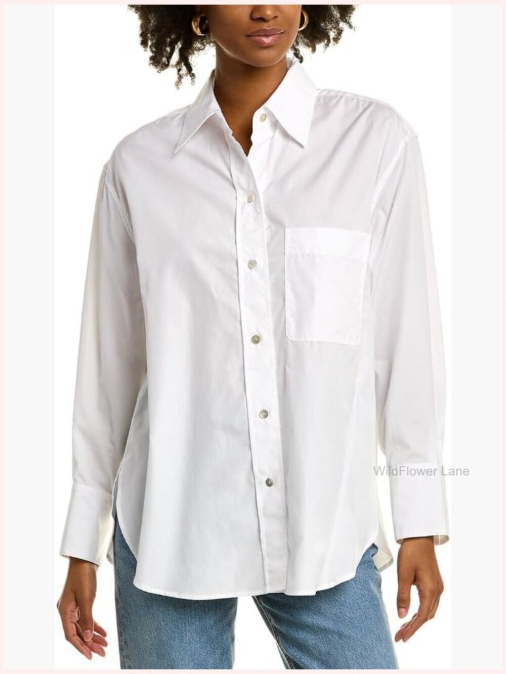 Oversized Long Sleeve Button Down Shirt with Chest Pocket